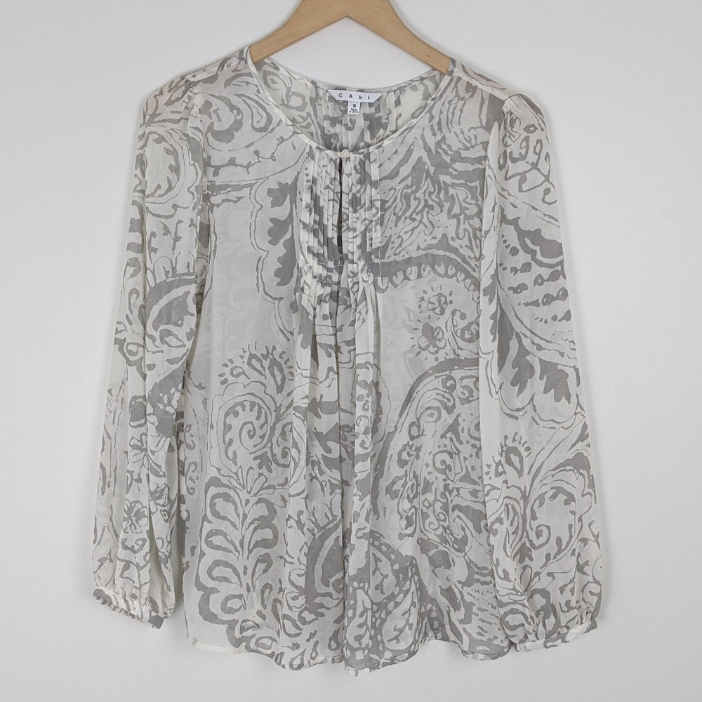 CAbi. Size S. Long sleeve sheer blouse
